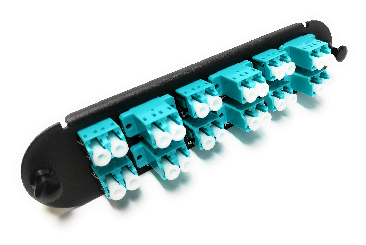 RiteAV - CCH LC/LC (12 Port Duplex w/24 Fiber Connectors) Adapter Panel (Non-LGX) Aqua/Black (50/125) for Aqua OM4 Multimode 40Gb