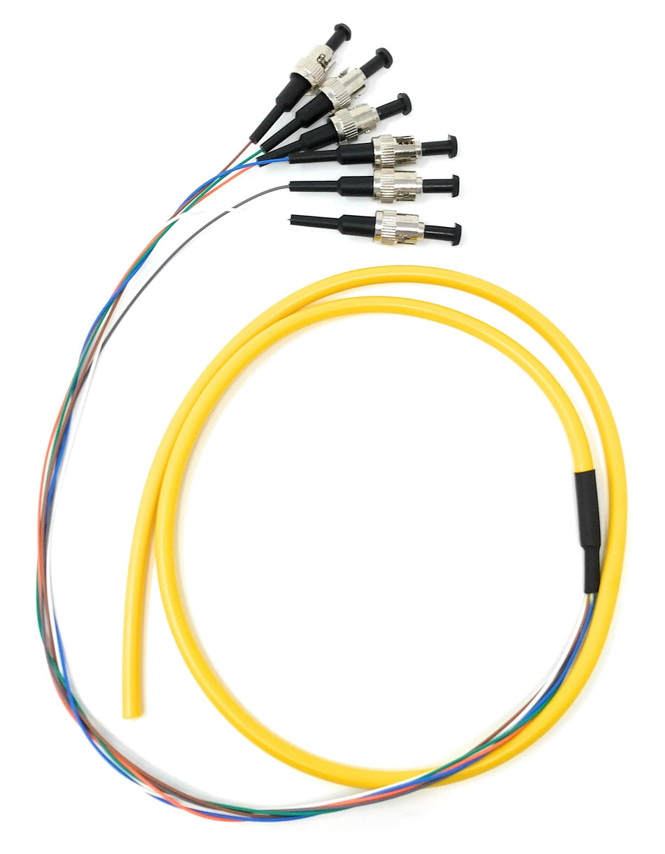 Ultra Spec Cables 6 Strand Singlemode 9/125 ST-UPC Fiber Pigtail, 1 Meter for Splice