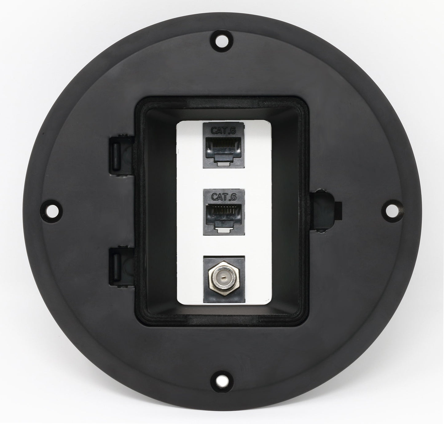 RiteAV 2 Port Cat6 Ethernet 1 Port Coax Cable TV Floor Box - Black