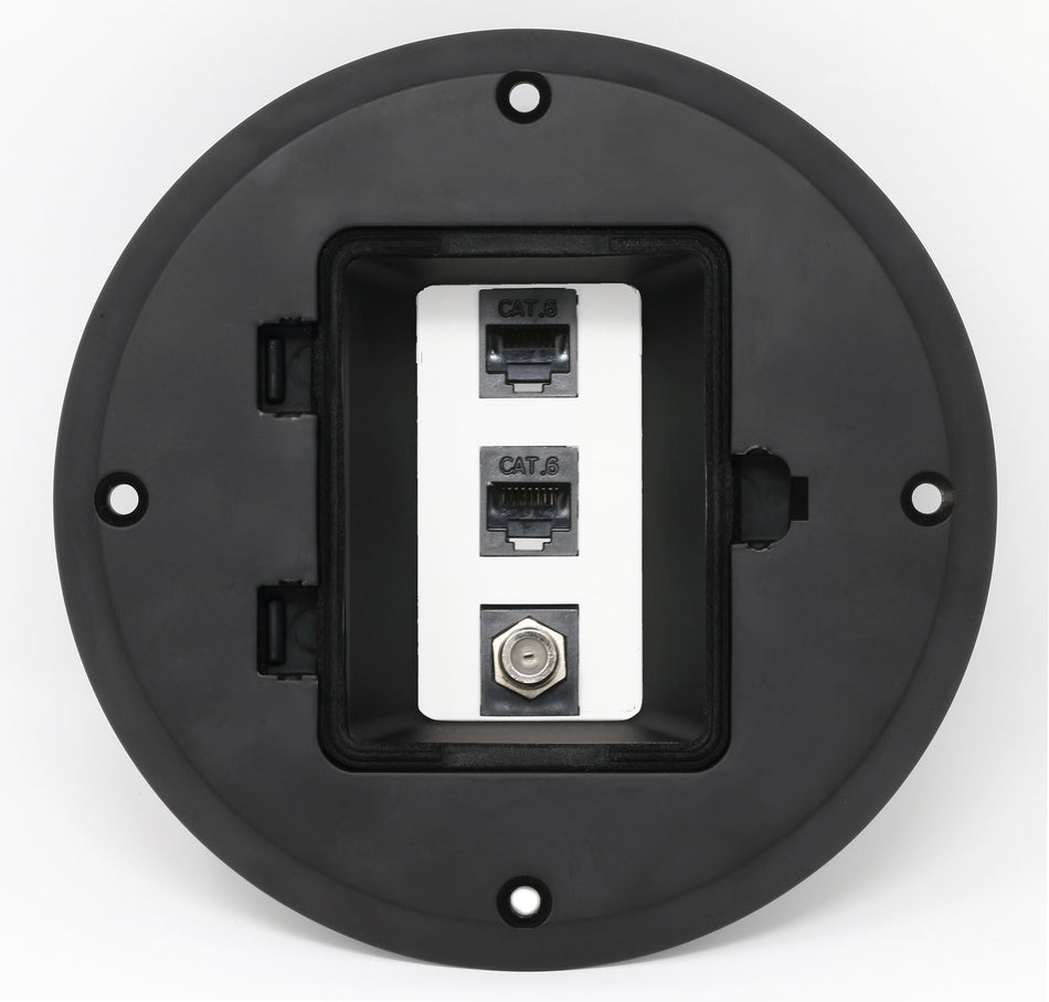 RiteAV 2 Port Cat6 Ethernet 1 Port Coax Cable TV Floor Box - Black