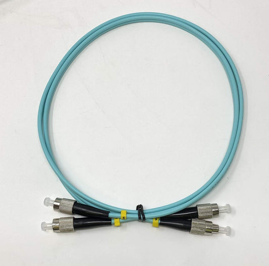 1 Meter 10Gb OM3 Multimode Duplex Fiber Optic Cable (50/125) - FC-UPC to FC-UPC - Aqua