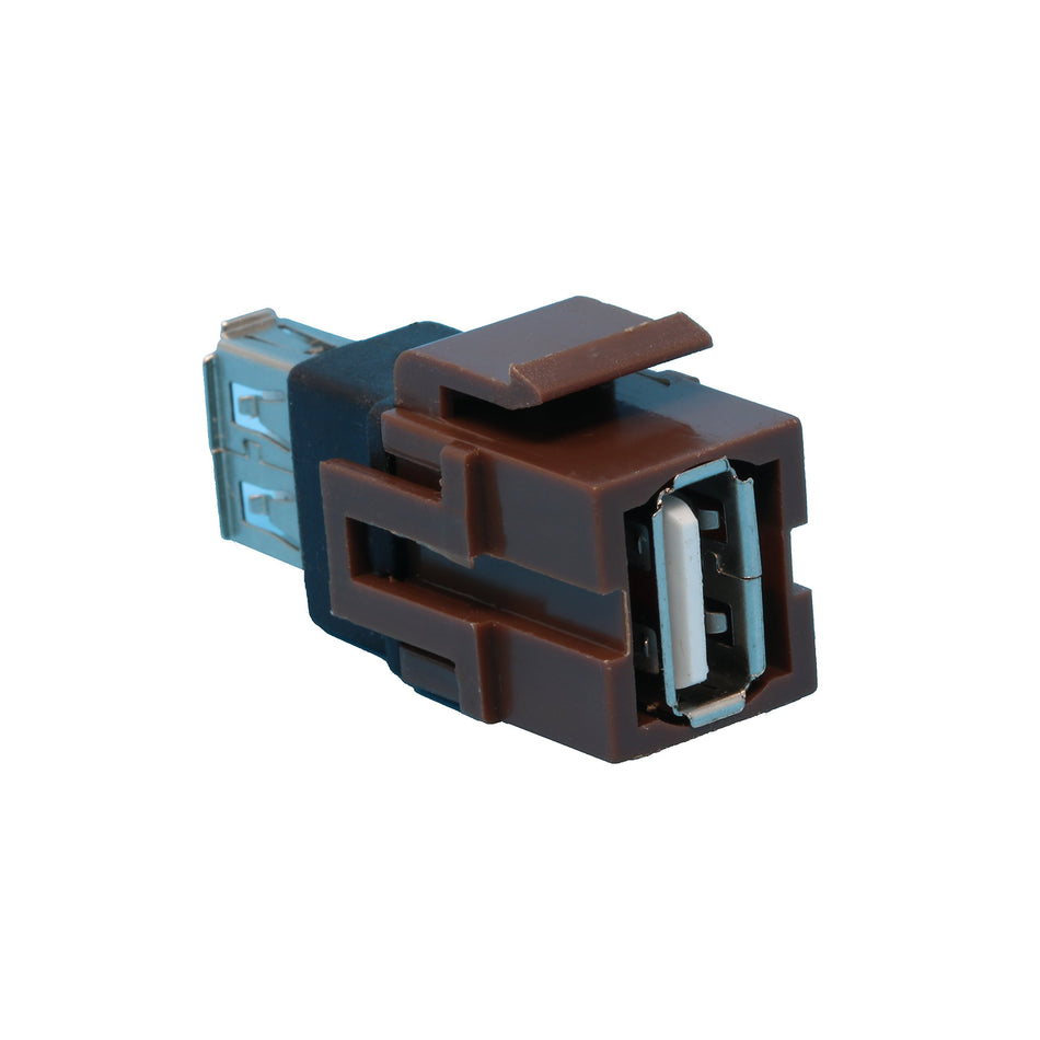 RiteAV USB 2.0 Keystone Jack Coupler A-A Female to Female - Brown