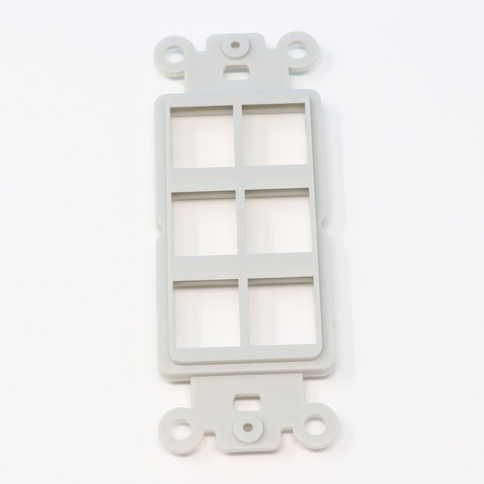 RiteAV Gray Blank 6 Port Modular Insert for Keystone Jacks