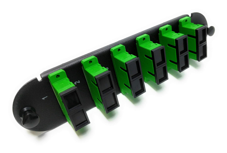 RiteAV - CCH SC/SC (6 Port Duplex w/12 Fiber Connectors) Adapter Panel (Non-LGX) Green/Black (9/125) for Yellow OS2 Singlemode APC
