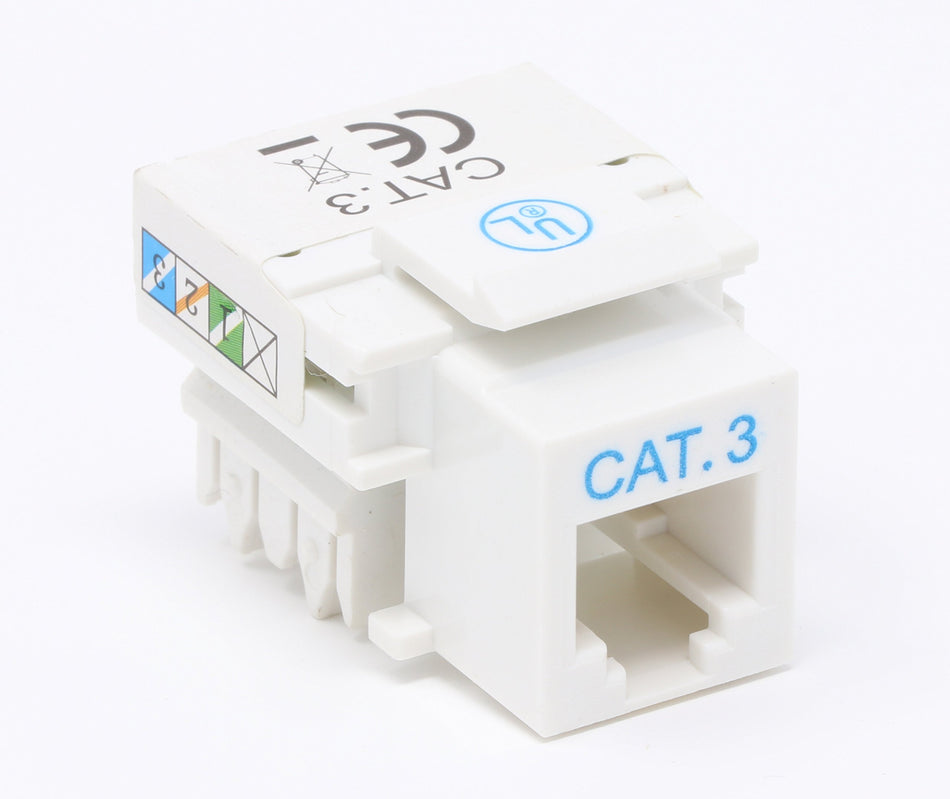 RiteAV RJ11/12 (Cat3) Keystone Jack White Punchdown