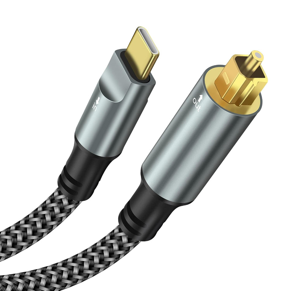 RiteAV - USB C till TOSLINK optisk ljudkabel, enkelriktad typ C till SPDIF digital aux-kabel, S/PDIF-sändare för dator/laptop/PC MacBook (5.1 surroundljud) och PS5 (stereo), 2 m