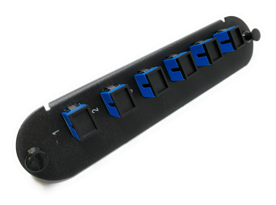 RiteAV - CCH SC/SC (6 Port Simplex w/6 Fiber Connectors) Adapter Panel (Non-LGX) Blue/Black (9/125) for Yellow OS2 Singlemode