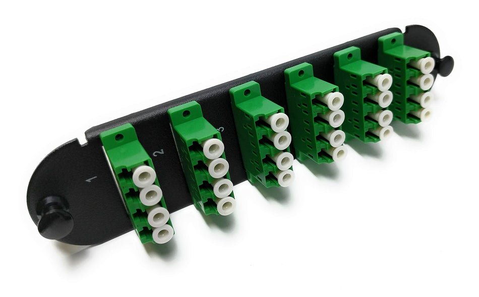 RiteAV - CCH LC/LC (6 Port Quad w/24 Fiber Connectors) Adapter Panel (Non-LGX) Lime Green/Black (50/125) for Lime Green OM5 Multimode 100Gb