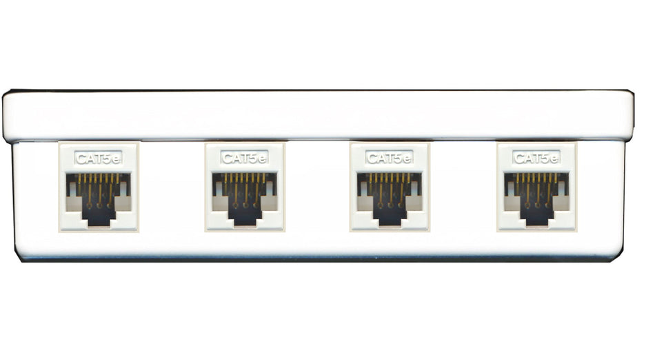 RiteAV - 4 Port Keystone Jack Surface Mount Box, White, Surface Mount Box for Networking, Home Theatre, Security/Surveillance (LOADED)