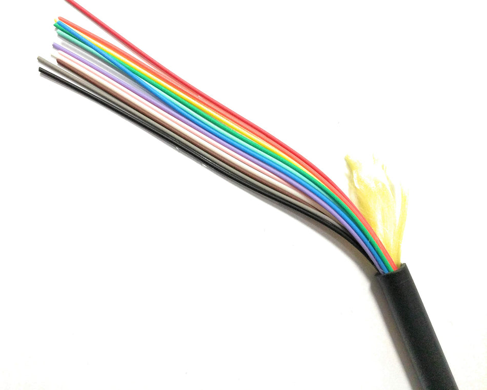 RiteAV - 12 Strand OM3 10Gig Indoor/Outdoor Bulk Cable, Tight Buffer, LSZH, Black Jacket 1000FT/Roll