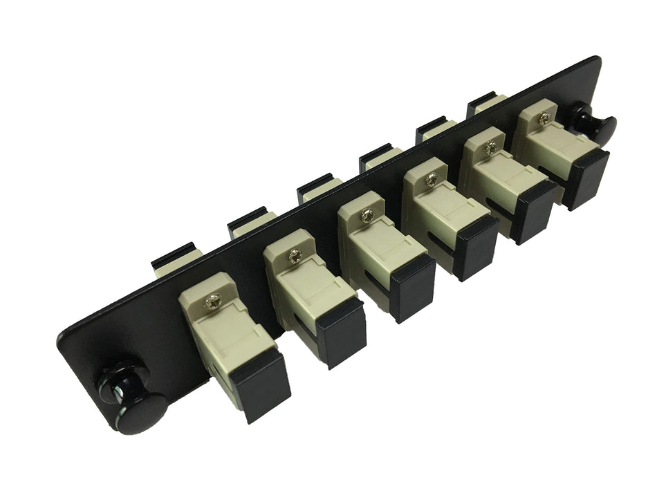 RiteAV LGX Footprint SC Adapter Panel, 6 Ports, Loaded w/6 SC Simplex Multimode Adapters, Black