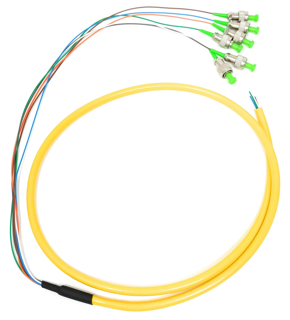 Ultra Spec Cables 6 Strand Singlemode 9/125 FC-APC Fiber Pigtail, 1 Meter for Splice