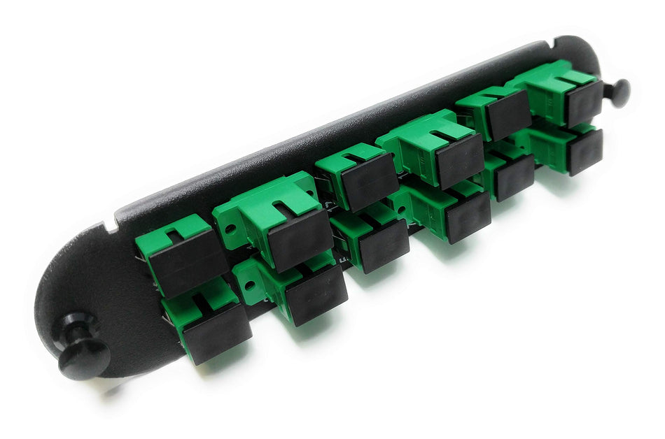 RiteAV - CCH SC/SC (12 Port Simplex w/12 Fiber Connectors) Adapter Panel (Non-LGX) Lime Green/Black (50/125) for Lime Green OM5 Multimode 100Gb