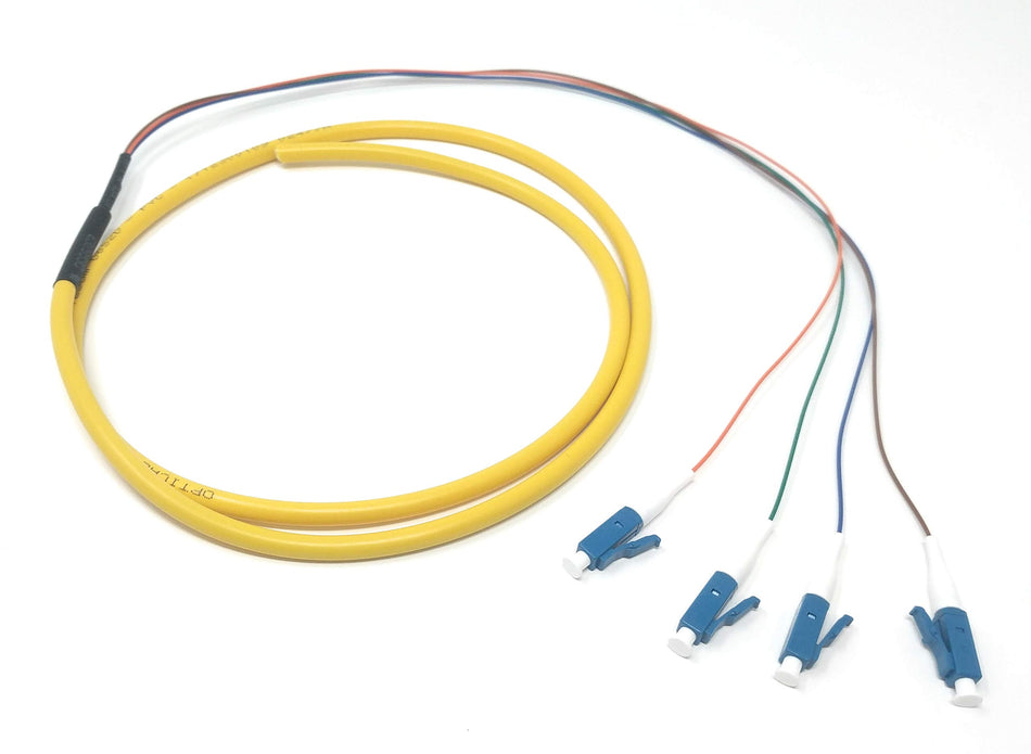 Ultra Spec Cables 4 Strand Singlemode LC-UPC Fiber Pigtail, 1 Meter for Splice