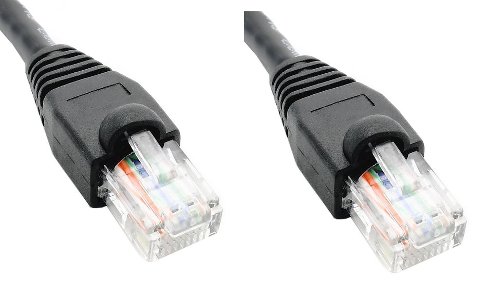 Pack of 2 - Black 2FT Cat6 Ethernet Network Cable LAN Internet Patch Cord RJ45 Gigabit