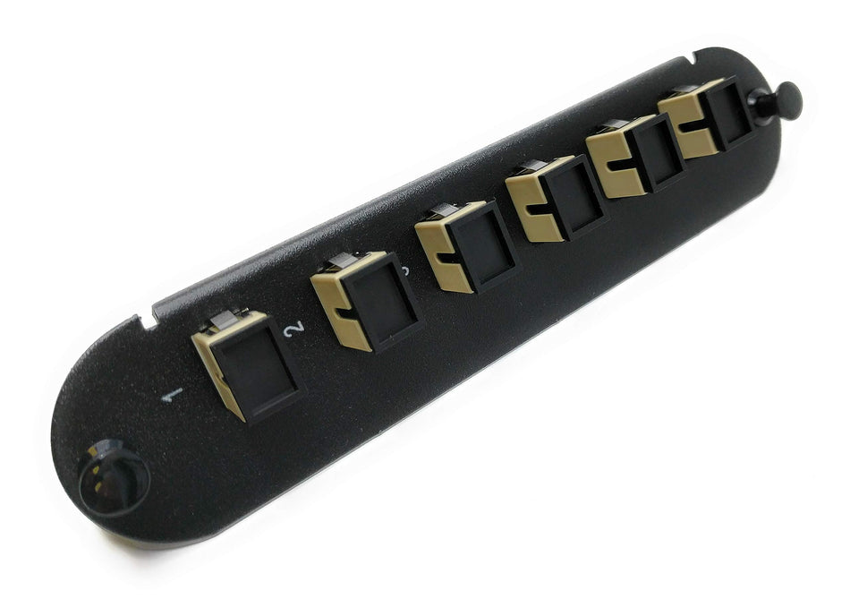 RiteAV - CCH SC/SC (6 Port Simplex w/6 Fiber Connectors) Adapter Panel (Non-LGX) Beige/Black (62.5/125) for Orange OM1 Multimode