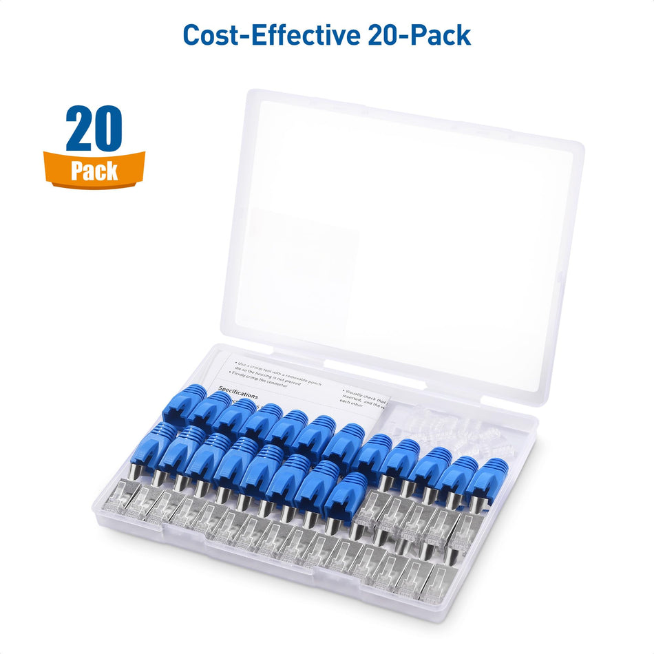 RiteAV - 20-pack, Cat 8 skärmade RJ45 modulära pluggar med avlastningsstövlar