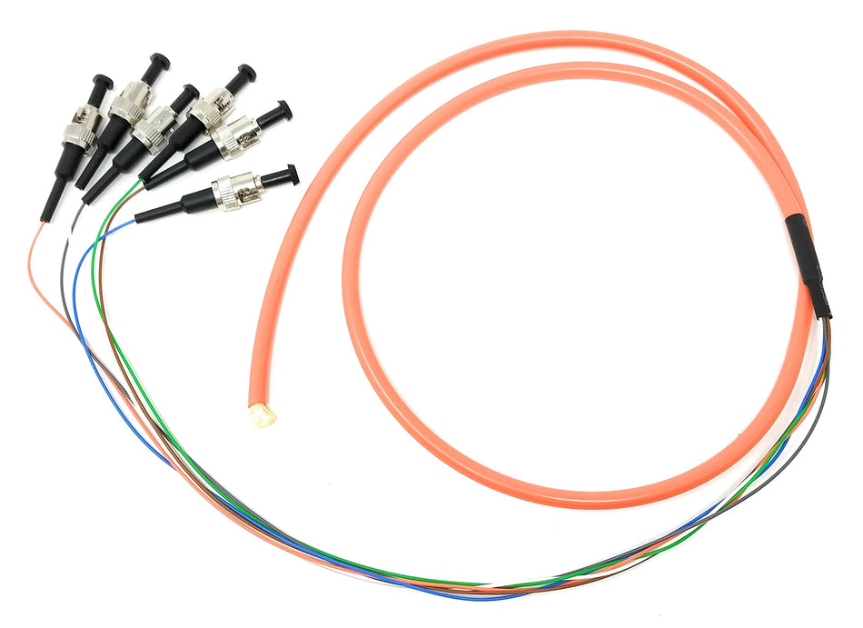 Ultra Spec Cables 6 Strand Multimode OM1 62.5/125 ST-UPC Fiber Pigtail, 1 Meter for Splice