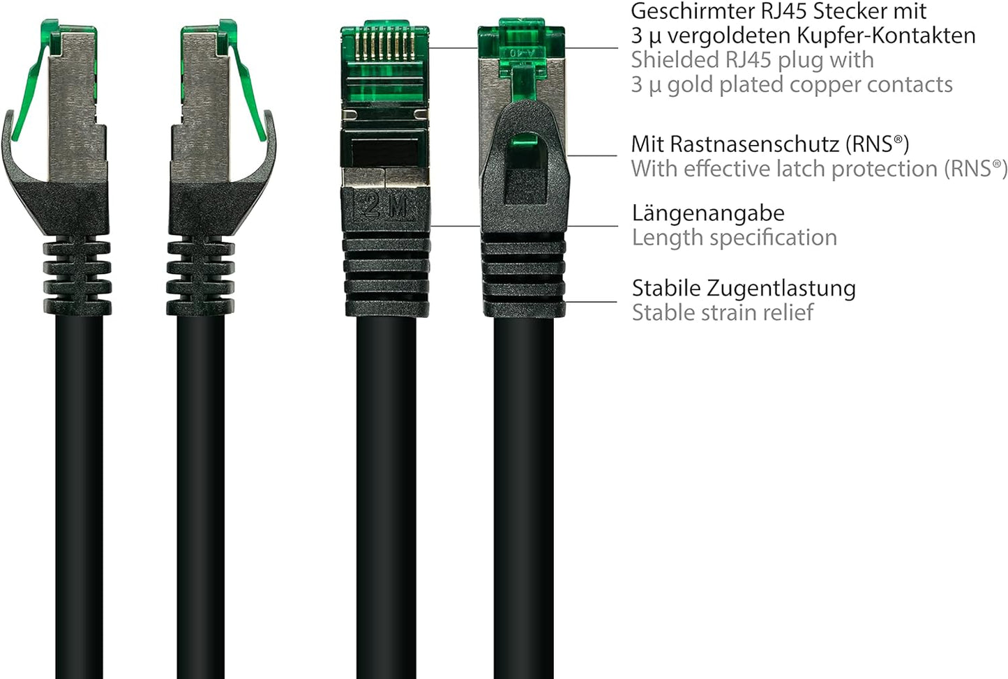 RiteAV - Premium Cat 6A utomhusterppkabel – 75 m – IP66 med snäppskydd – 10-GIGABIT, kopparledare/CU – S/FTP, PiMF – 500MHz – för utomhusbruk, UV- och vattenresistent