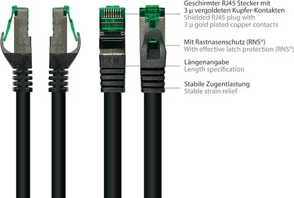 RiteAV - Premium Cat 6A utomhusterppkabel – 75 m – IP66 med snäppskydd – 10-GIGABIT, kopparledare/CU – S/FTP, PiMF – 500MHz – för utomhusbruk, UV- och vattenresistent