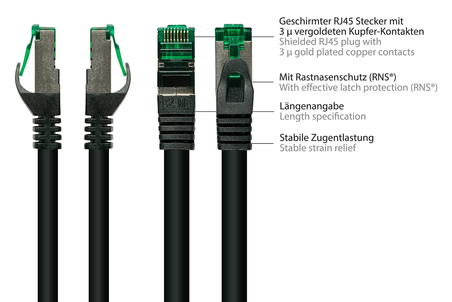 RiteAV - Premium Cat 6A utomhusterppkabel – 75 m – IP66 med snäppskydd – 10-GIGABIT, kopparledare/CU – S/FTP, PiMF – 500MHz – för utomhusbruk, UV- och vattenresistent