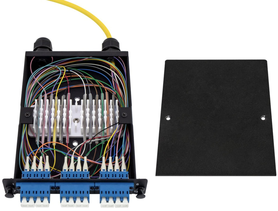 Ultra Spec Cables 12 Fiber LC/UPC SM LGX Cassette, pre-Loaded with LC Adapters and Pigtails for Splice