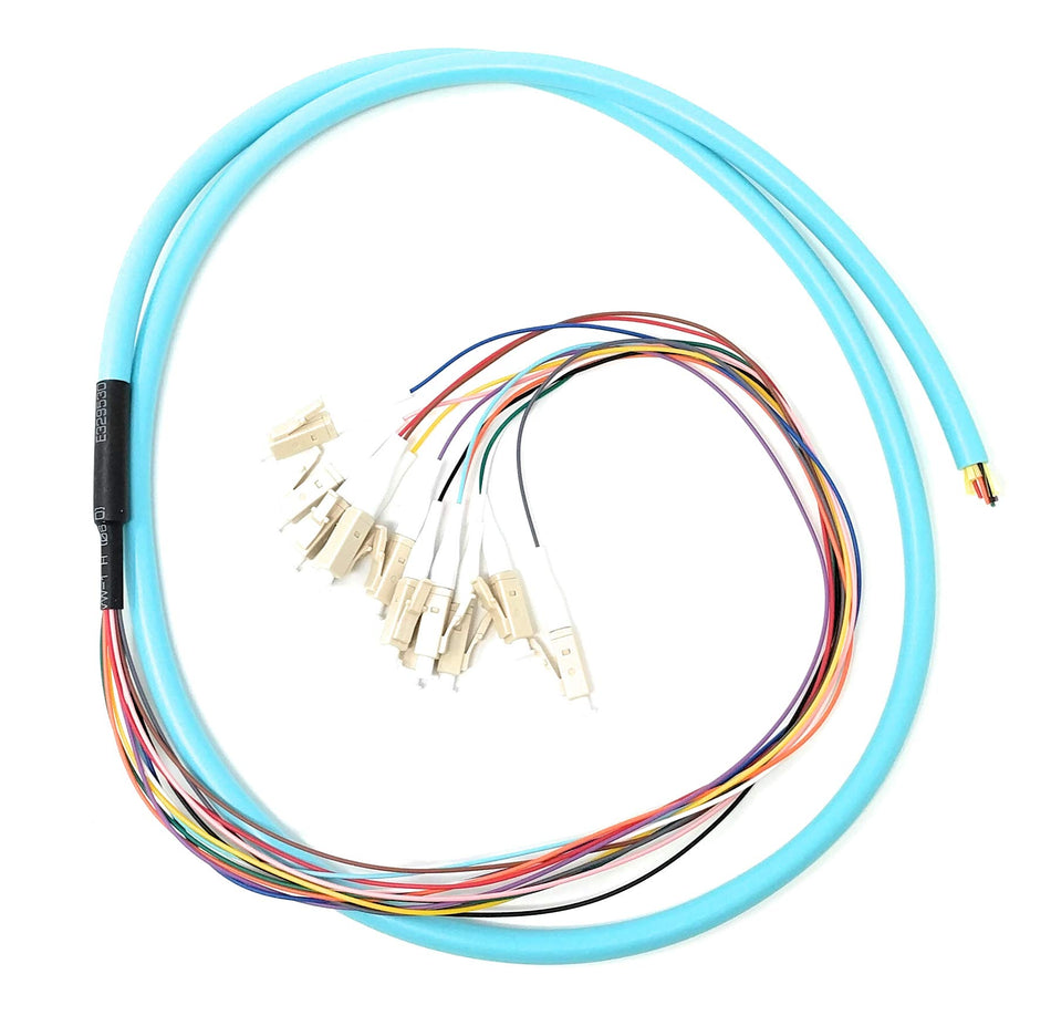 Ultra Spec Cables 12 Strand OM3 50/125 Multimode LC-UPC Fiber Pigtail, 1 Meter for Splice
