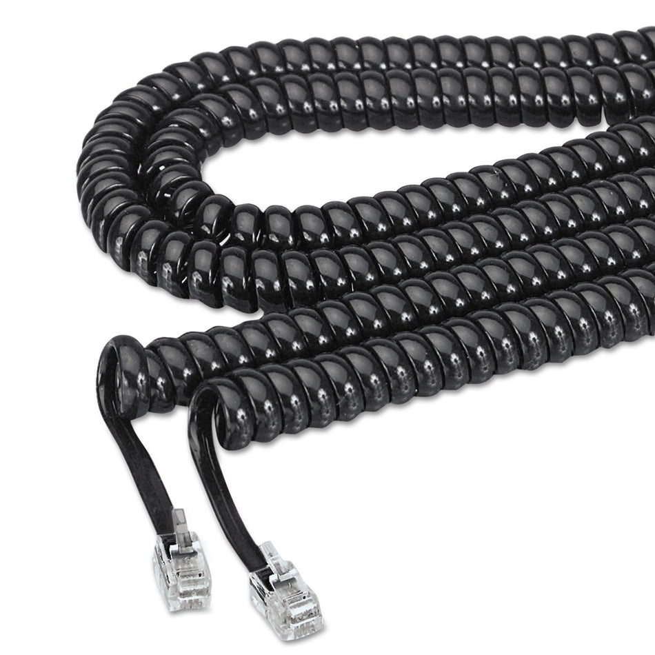 RiteAV - 50ft Phone Modular Telephone LINE COIL HANDSET CORD BLACK (Fax/Office/PBX/Voip)