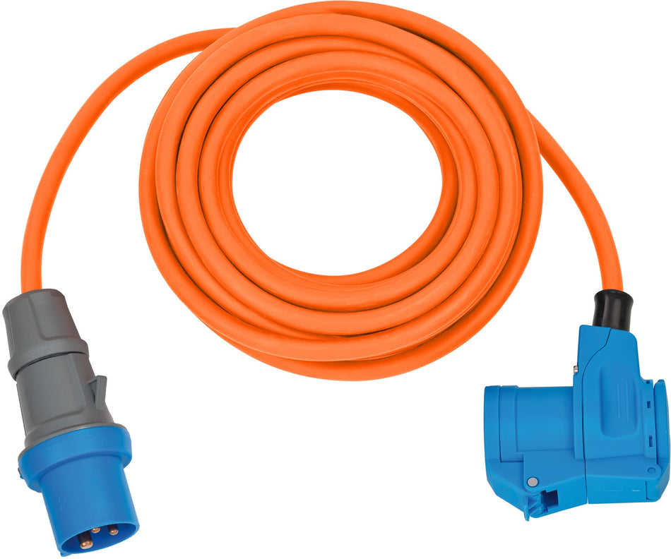 RiteAV - Camping CEE-förlängningskabel med CEE-kontakt och vinkelkoppling inkl (10 m kabel i orange, 230 V/16 A, användning utomhus)