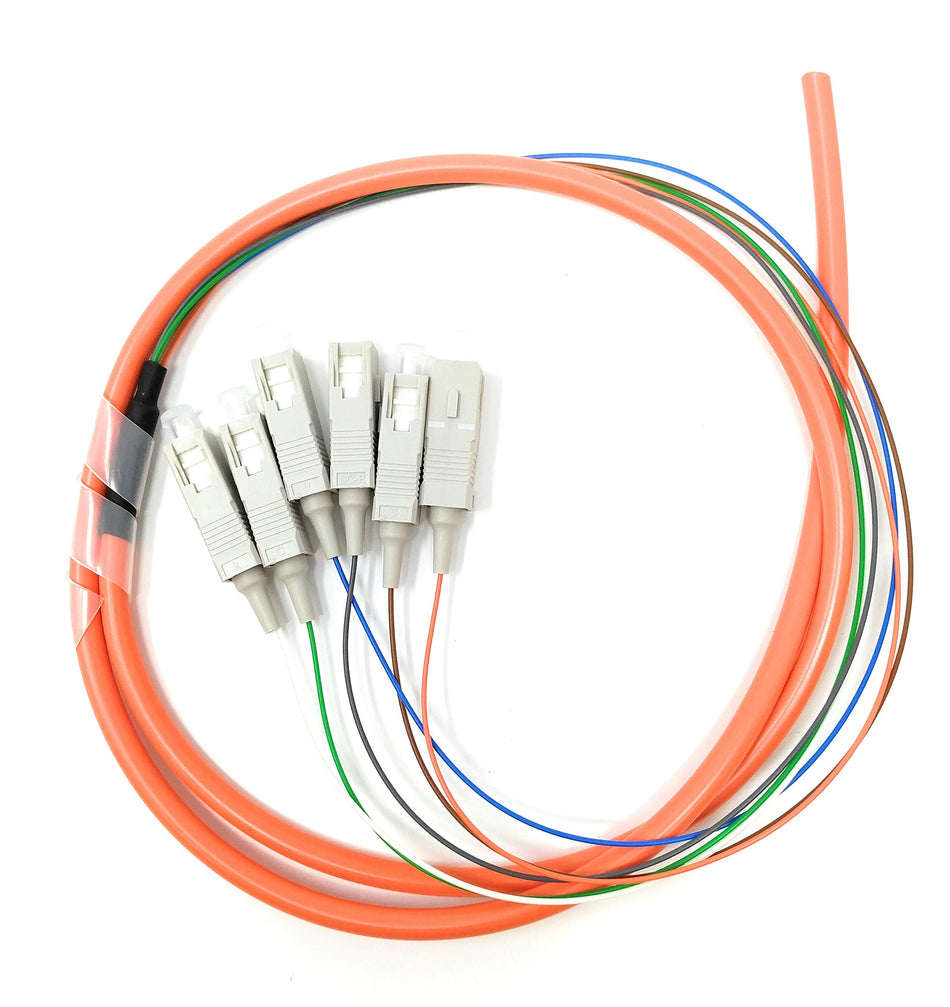 Ultra Spec Cables 6 Strand Multimode OM1 62.5/125 SC-UPC Fiber Pigtail, 1 Meter for Splice