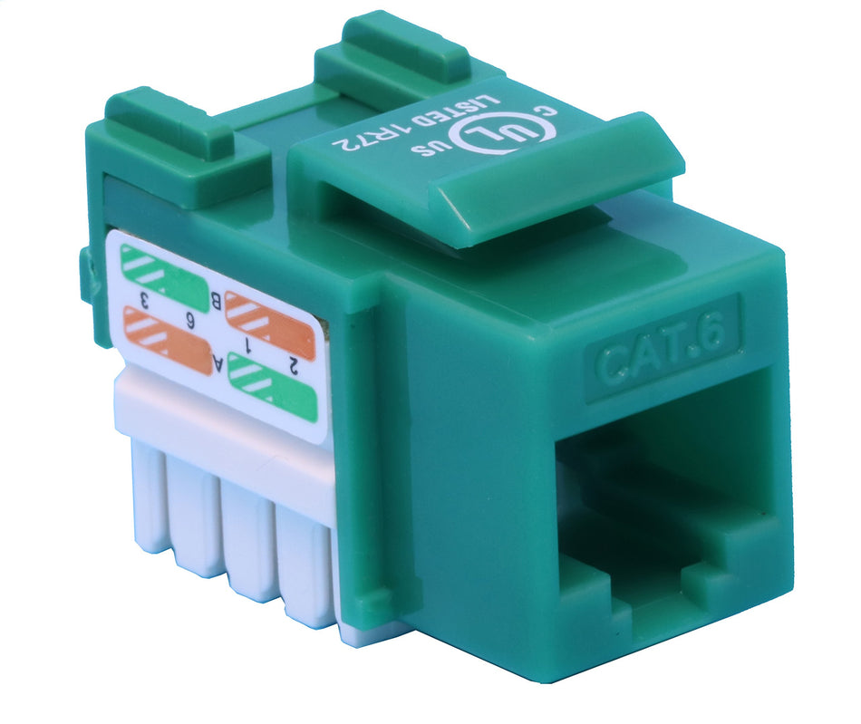 RiteAV CAT6 Keystone Jack Green Punchdown (110 Type)