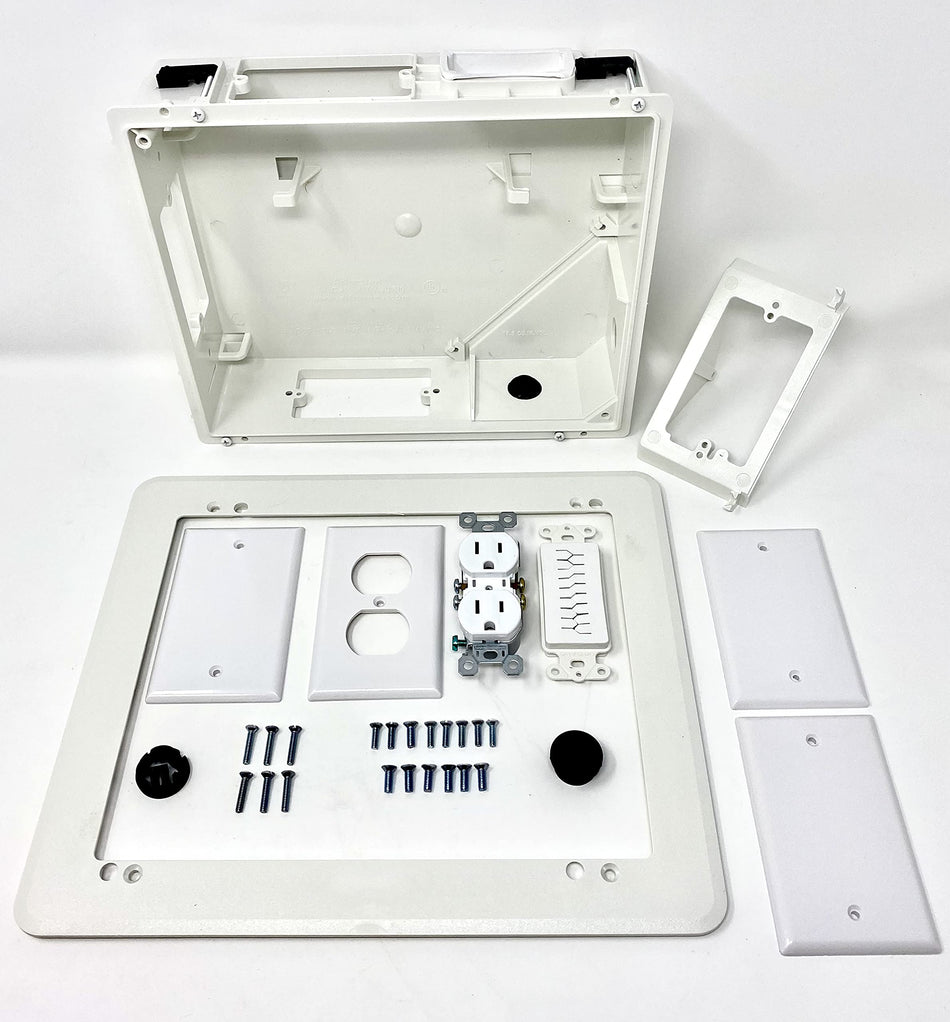 RiteAV Recessed Television Box - Conceals Power and Low Voltage Cabling Behind The Wall - White
