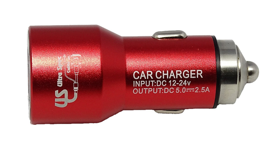 RiteAV 1.0A & 2.1A Dual Port USB Car Charger - Red