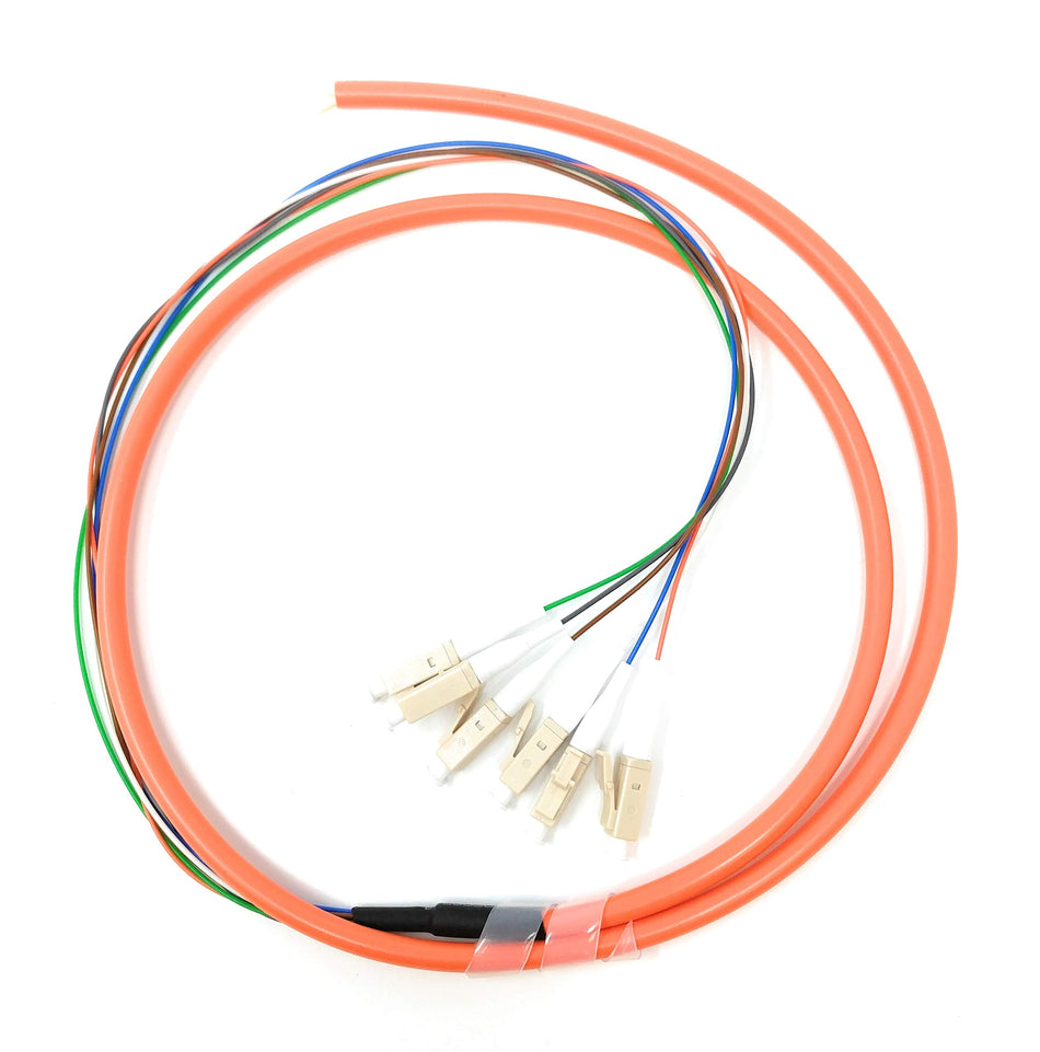 Ultra Spec Cables 6 Strand Multimode OM1 62.5/125 LC-UPC Fiber Pigtail, 1 Meter for Splice