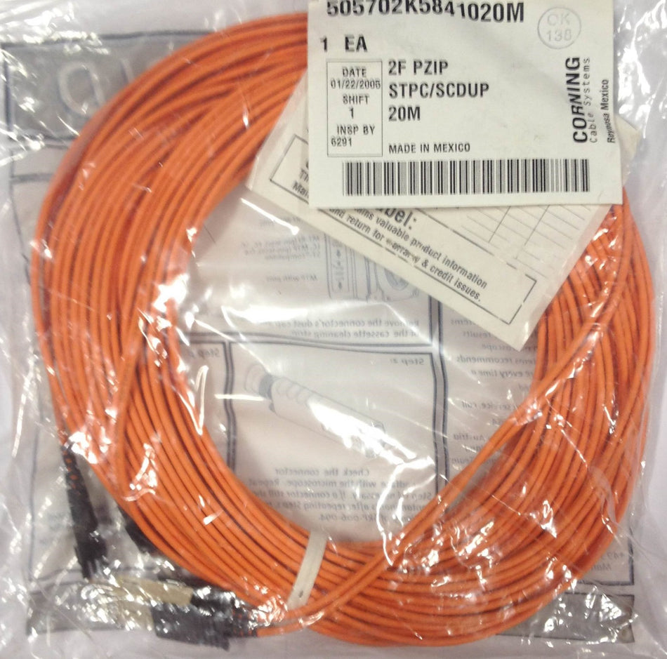 20M Multimode Duplex Fiber Optic Cable (62.5/125) - SC to ST