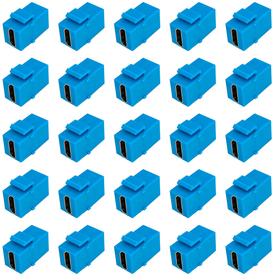 RiteAV HDMI Blue Keystone Adapter Coupler Female to Female [25 Pack]
