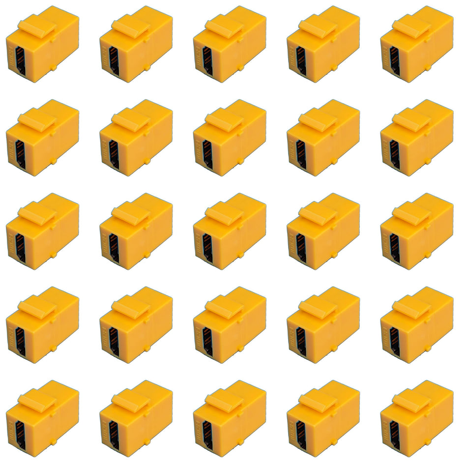 RiteAV HDMI Yellow Keystone Adapter Coupler Female to Female [25 Pack]