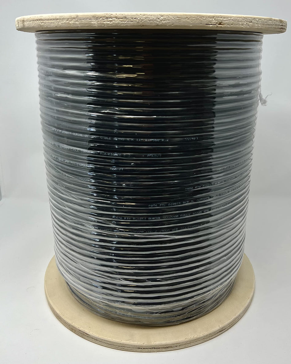 Ultra Spec Cables - Cat6 Outdoor Waterproof Ethernet Direct Burial Bulk Cable Shielded Solid (Pure Copper) Rugged Black Jacket (no Ends) - 1000FT