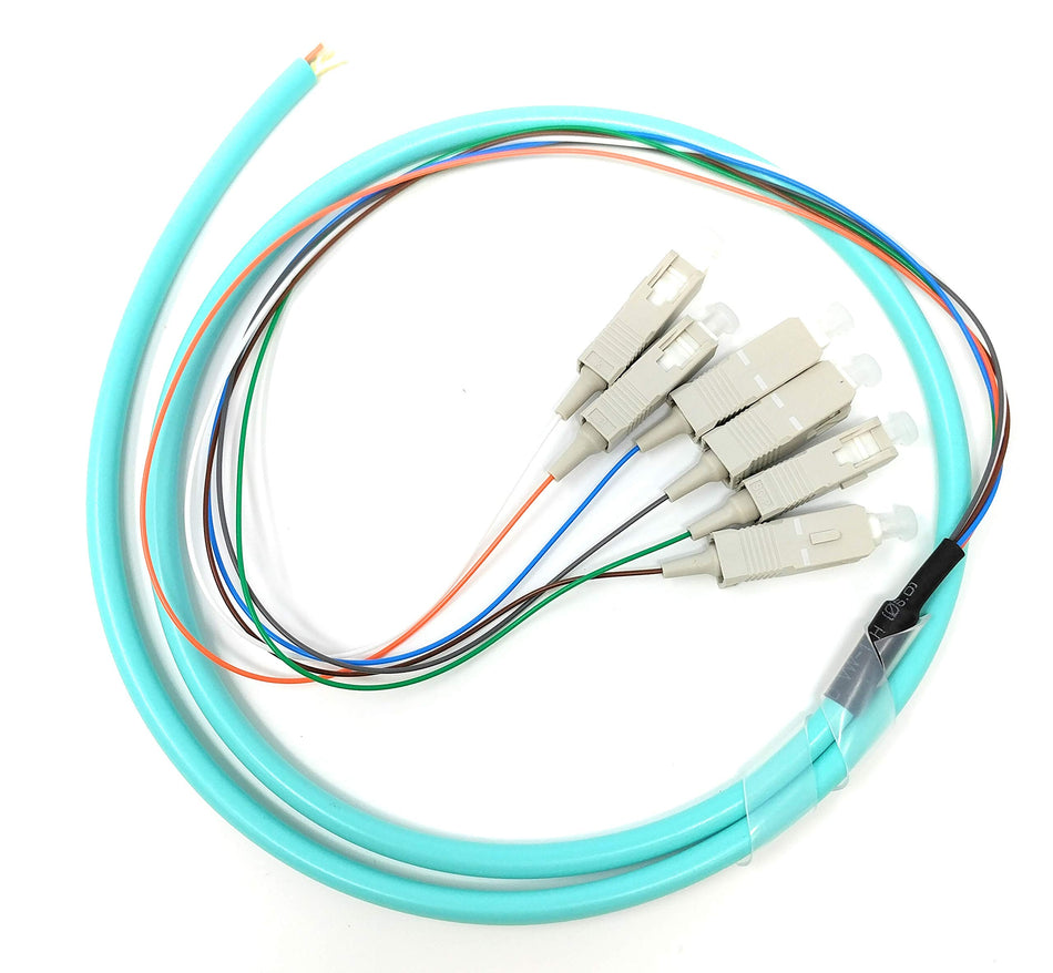 Ultra Spec Cables 6 Strand Multimode OM3 50/125 SC-UPC Fiber Pigtail, 1 Meter for Splice