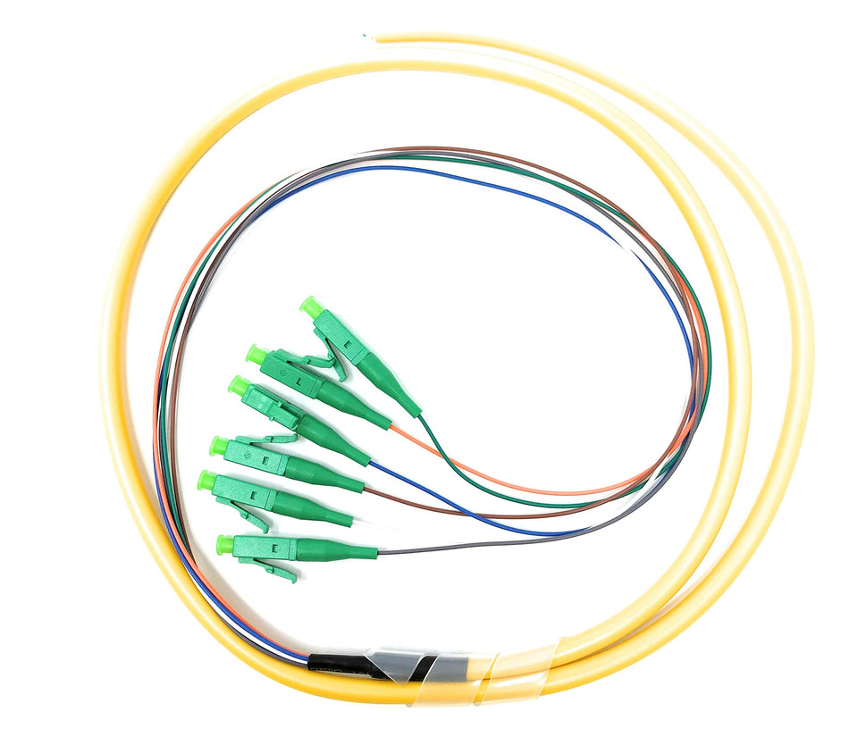 Ultra Spec Cables 6 Strand Singlemode 9/125 LC-APC Fiber Pigtail, 1 Meter for Splice
