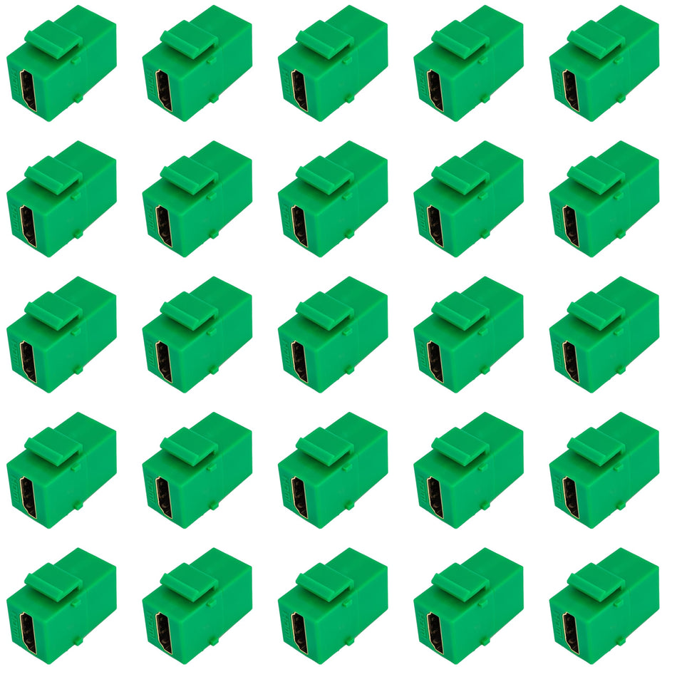 RiteAV HDMI Green Keystone Adapter Coupler Female to Female [25 Pack]