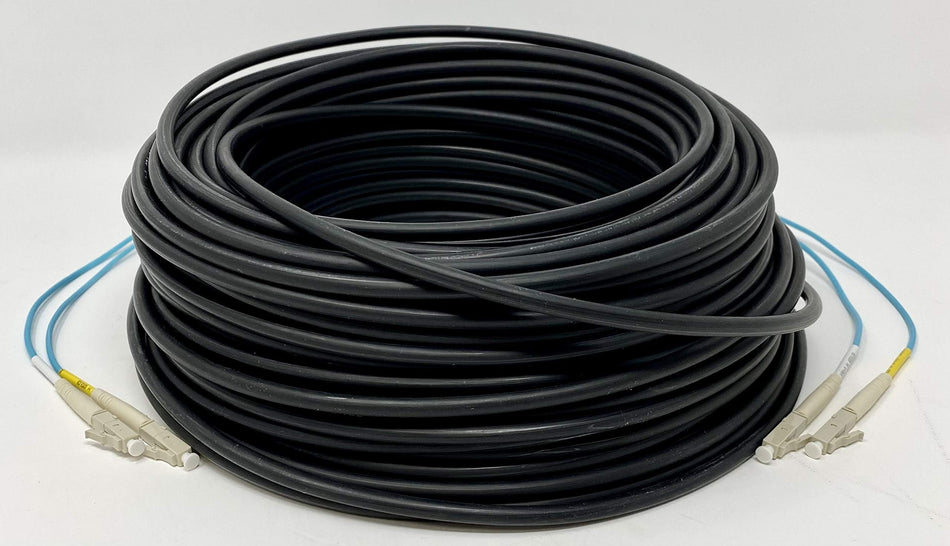RiteAV - 1300ft/400m OD-5mm Industrial TPU OM4/OM3 Fiber LC to LC Outdoor Armored Fiber Patch Cable, Duplex Multimode Fiber Optic Cable 10Gb, MMF 50/125, OM4 LC-LC