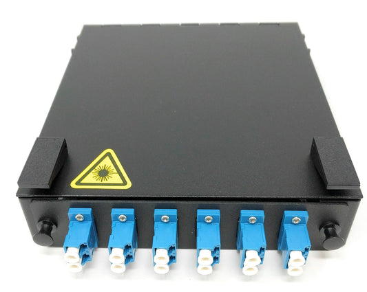 Ultra Spec Cables Wall Mount Fiber Enclosure with Splicing Module and Loaded 6 Port LC-UPC Singlemode Duplex LGX Panel