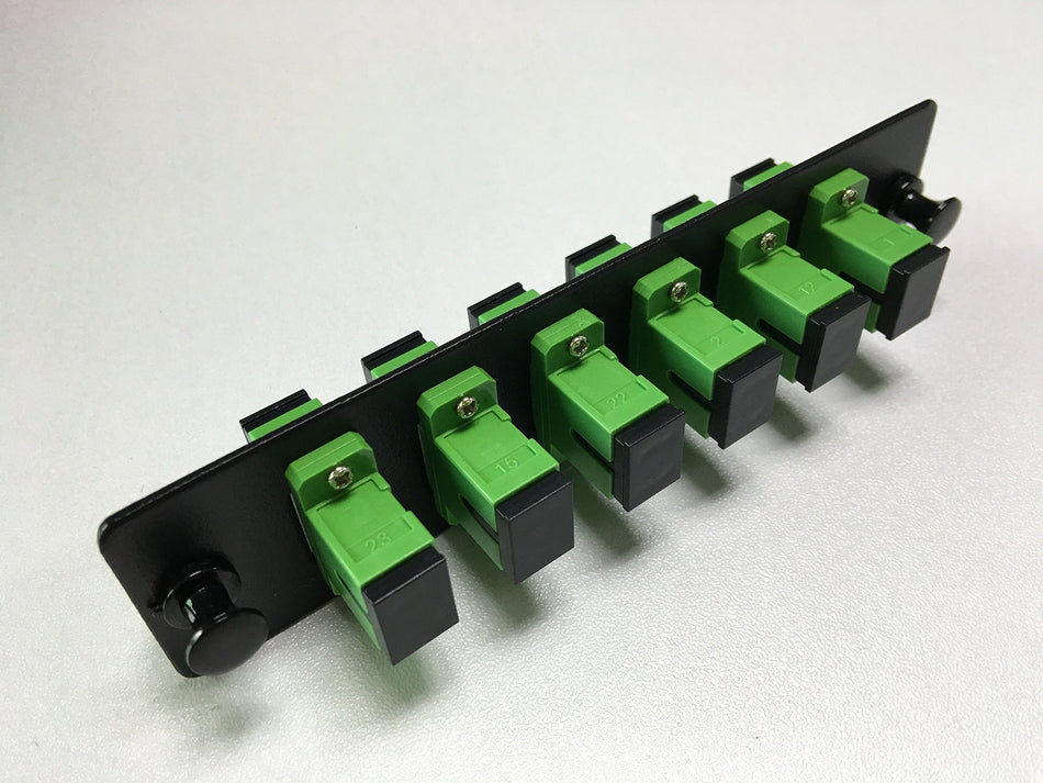 RiteAV LGX Footprint SC Adapter Panel, 6 Ports, Loaded w/6 SC Simplex Singlemode APC Adapters, Black