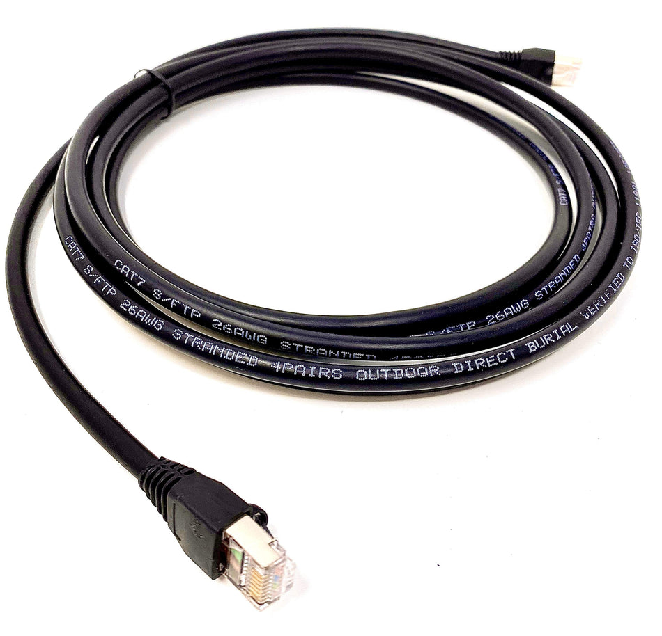 15ft Cat7 Outdoor Waterproof Ethernet Direct Burial Cable (600MHz) Shielded (Pure Copper) PE Rugged Jacket