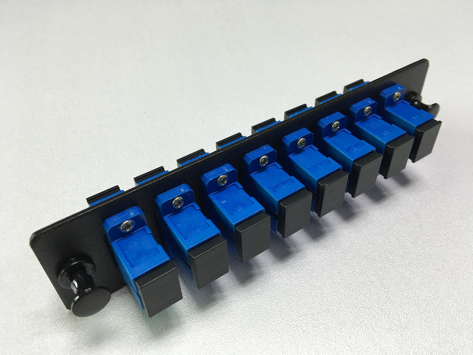 RiteAV LGX Footprint SC Adapter Panel, 8 Ports, Loaded w/8 SC Simplex Singlemode Adapters, Black