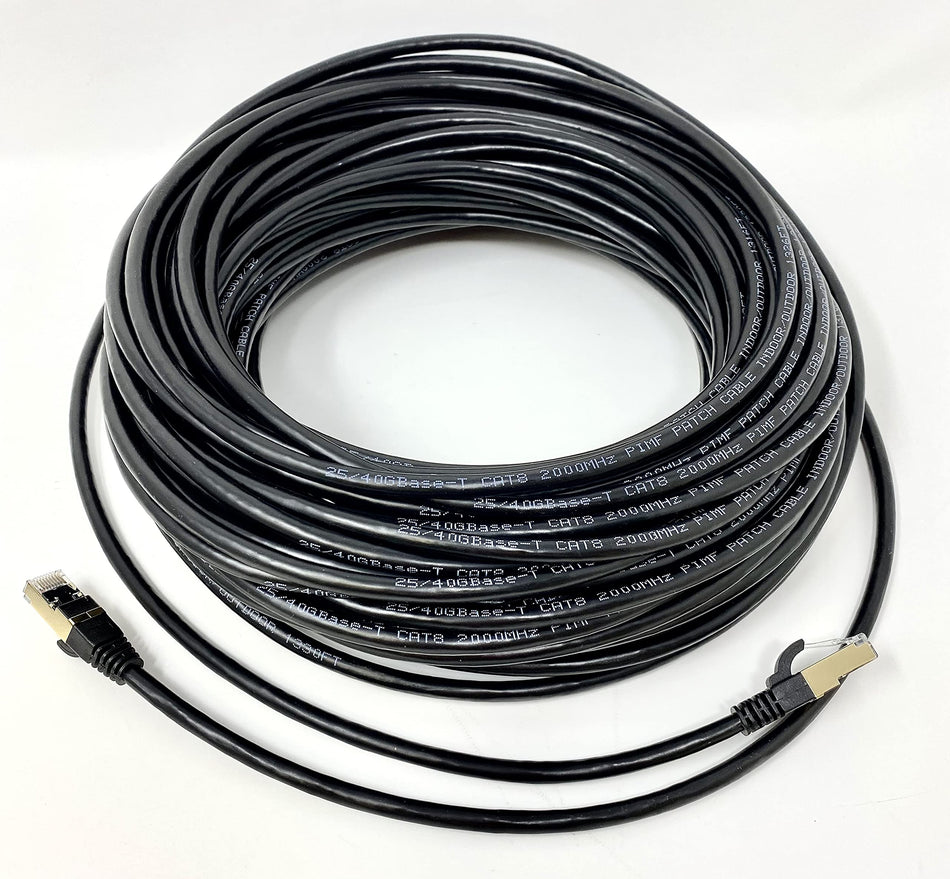 RiteAV - Cat8 Indoor/Outdoor, High Speed, Heavy Duty Ethernet Cable, UV Resistant, Weatherproof, S/FTP, 40Gbps, 2000 MHz, Gold Plated RJ45 Connectors for Modem/Router/Gaming - 30FT