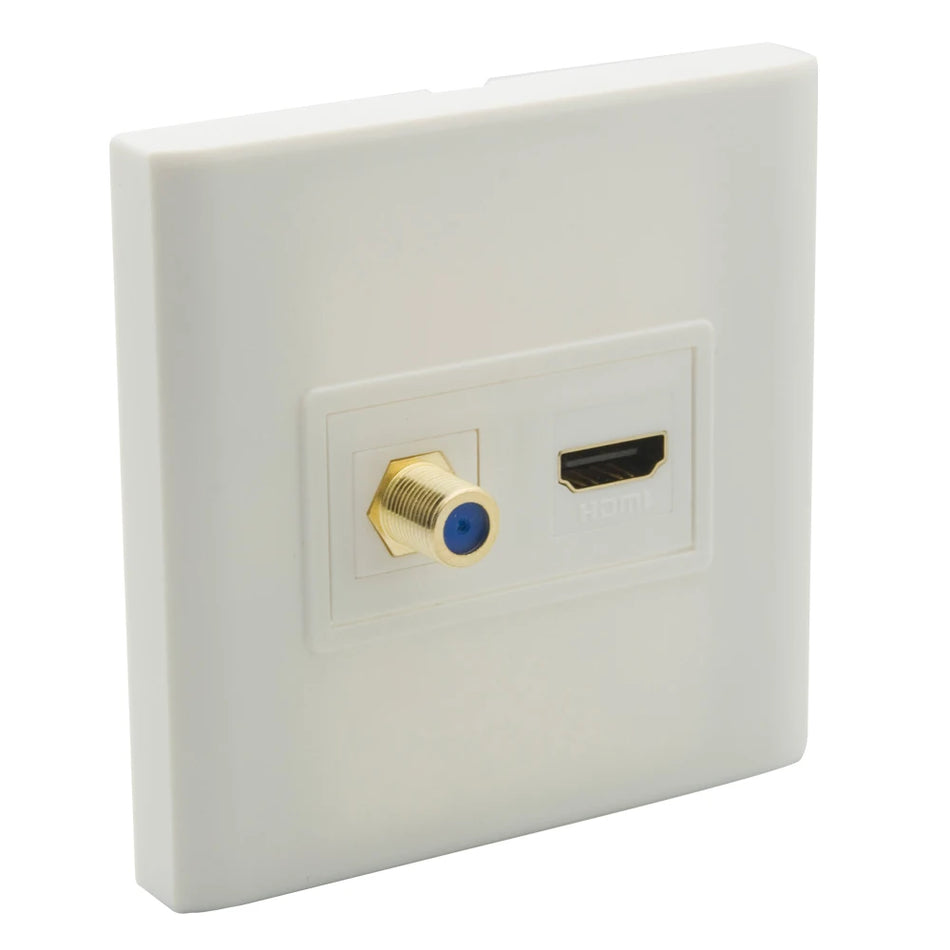 EU 86 Style 1 Port Coaxial F RG6 1 Port HDMI V2.0 Hona till Hona Wall Plate (Vägguttag)