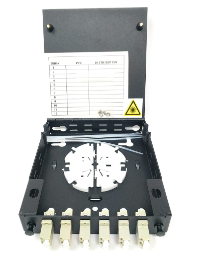 Wall Mount Fiber Enclosure with Spool and Loaded 6 Port LC-UPC OM1/OM2 Multimode Duplex LGX Panel