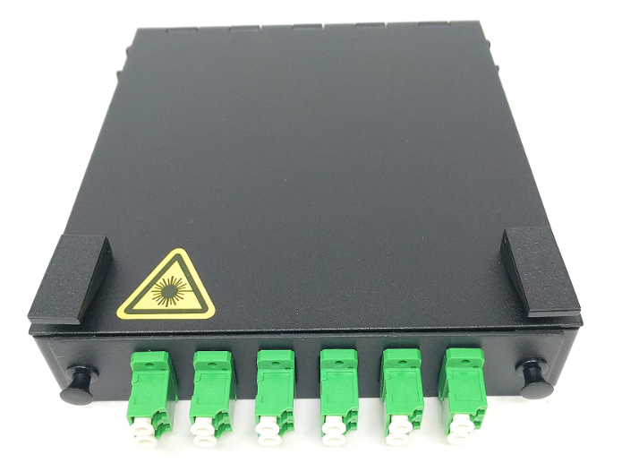 Wall Mount Fiber Enclosure with Splicing Module and Loaded 6 Port LC-APC Singlemode Duplex LGX Panel